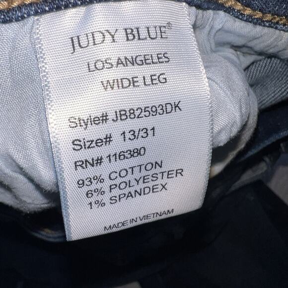 Judy Blue Jeans Size 13/31 Wide Leg Raw Hem Distressed Crop High Rise JB82593DK - Picture 11 of 15